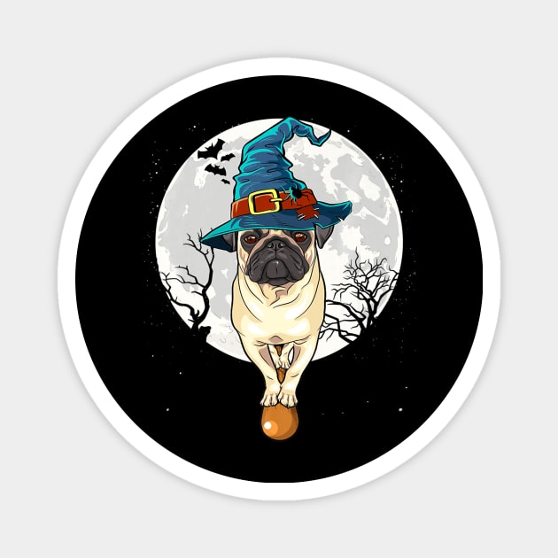 Halloween Pug Witch Funny Pugs Lover Gift Magnet by ChristianCrecenzio